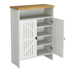 English Elm Modern Six-Drawer MDF Cabinet with Rounded Metal Corners, Smooth Glides & Sleek Minimalist Style White W3226P279089