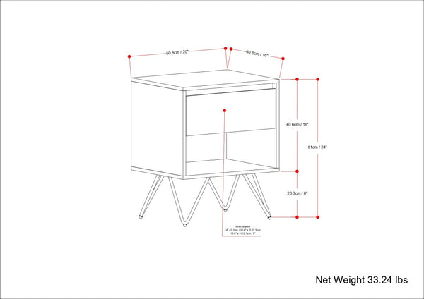 English Elm Hunter Nightstand Natural Mango Wood & Metal | Handcrafted 16"x20"x24" Modern Industrial End Table B136P203434