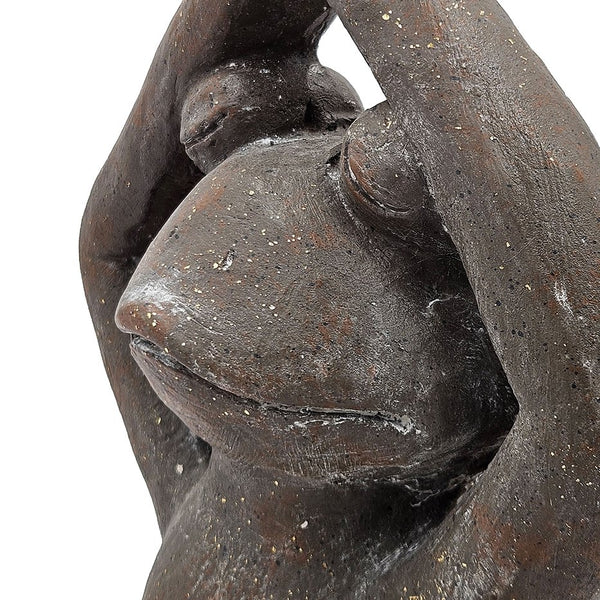 English Elm 11.5x6.5x15" Brown Magnesium Yoga Frog Figurine Namaste Pose Decorative Statue with Gold Accents, Calming Home Accent Piece W2078P335755