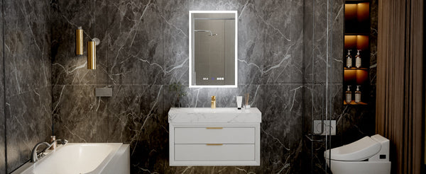 English Elm 20*32 Inch Led Medicine Cabinet with Anti-fog Gfci Outlet and Dimming Bathroom Mirror W637P349553