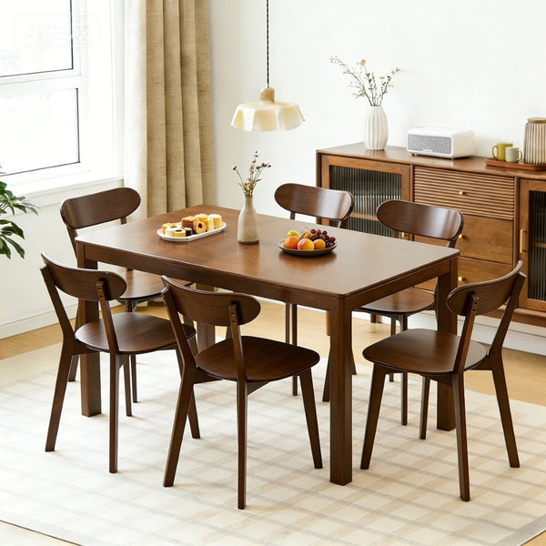English Elm Solid Natural Wood Mid-century Dining Chairs Curved Back Upholstered Seat Set of 2 W3204P429361