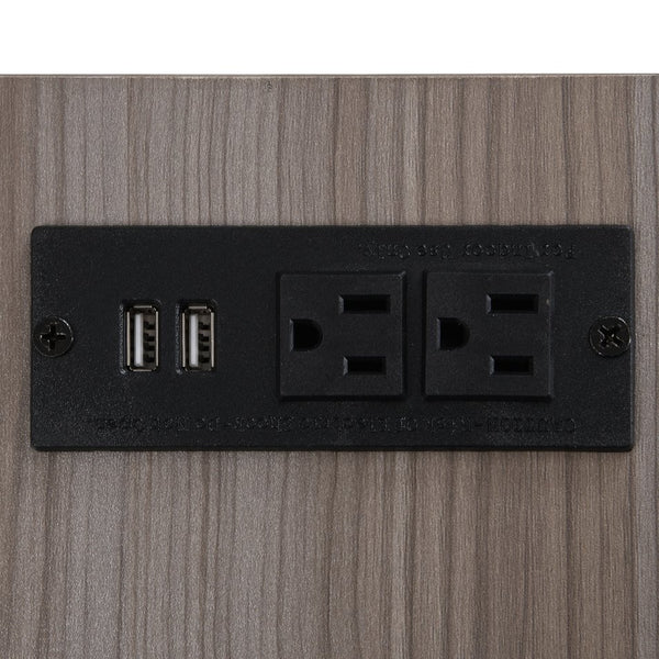 English Elm Full Size Metal Platform Bed With Stylish Storage Shelves & Cushioned Footrest For Organized Living N737P199334K