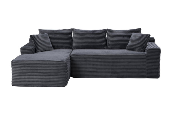 English Elm 94.5" Jumbo Corduroy Cloud Sectional Deep Seat L-shape Sofa for Living Room Lounging W5515P479903