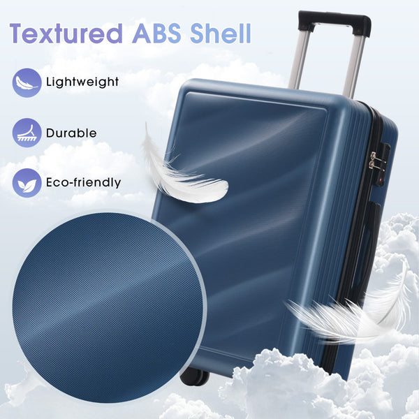 English Elm Luggage 3 Piece Hardshell Abs Set with Spinner Wheels Tsa Lock Travel Ready Dark Blue N730P304620C
