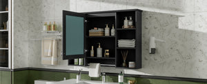 English Elm 3-in-1 Wall Mounted Bathroom Medicine Cabinet with Soft Close Mirror and Towel Bar Black N710P358613B