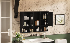 English Elm 3-in-1 Wall Mounted Bathroom Medicine Cabinet with Soft Close Mirror and Towel Bar Black N710P358620B