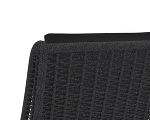 Sunpan Sorrento Stylish Outdoor Barstool with Durable Teak Wood Base and Weather-Resistant Fabric Seat Arashi Black