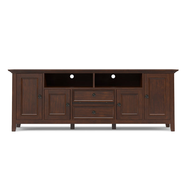 English Elm Amherst Solid Pine 72" TV Media Stand in Russet Brown with Storage Cabinets, Drawers & Cable Management B136P362544