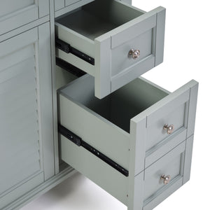 English Elm 36" Modern Grey Bathroom Vanity with Ceramic Sink, Solid Wood Frame, Soft-Close Drawers, Organizer Storage Blue+Grey W2896P344088