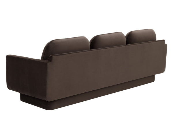 Sunpan EVERTON Sofa - Retro-Inspired Meg Dark Brown Design with Plush Cushions for Ultimate Comfort 111511