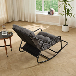 English Elm Outdoor Steel Rocking Chair Padded Seat Adjustable Swing for Patio or Bedroom W640P443541