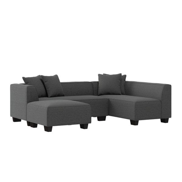 English Elm Marston Corduroy L-shape Sectional Sofa Deep Seating Six Seat Modern Living Room B127S00002