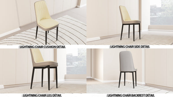 English Elm A Set of Four Mid-century Pu Leather Dining Chairs with Cushioned Seats Metal Legs W2189S00822
