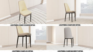 English Elm A Set of Four Mid-century Pu Leather Dining Chairs with Cushioned Seats Metal Legs W2189S00830