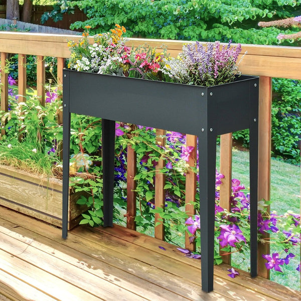 English Elm Outsunny Metal Elevated Garden Bed With Drain Holes, Sturdy Planter Box For Easy Access & Growth W2225P174428-GIGA