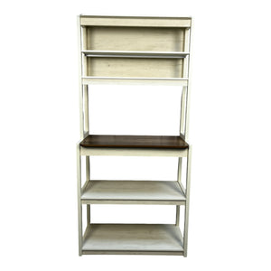 English Elm 31.50" 5-Tier Baker’s Rack in White & Rustic Brown — Spacious, Sturdy Kitchen Storage, Coffee Bar & Microwave Stand W1412P230431