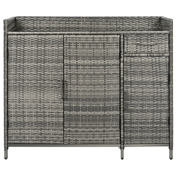 English Elm K&k Outdoor Wicker Bar Cabinet with Tempered Glass Top Adjustable Shelving and Drawer Grey N707P233745G
