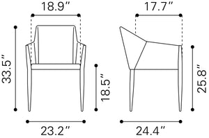 Andover Dining Chair - Set of 2 Beige 110168 Zuo Modern