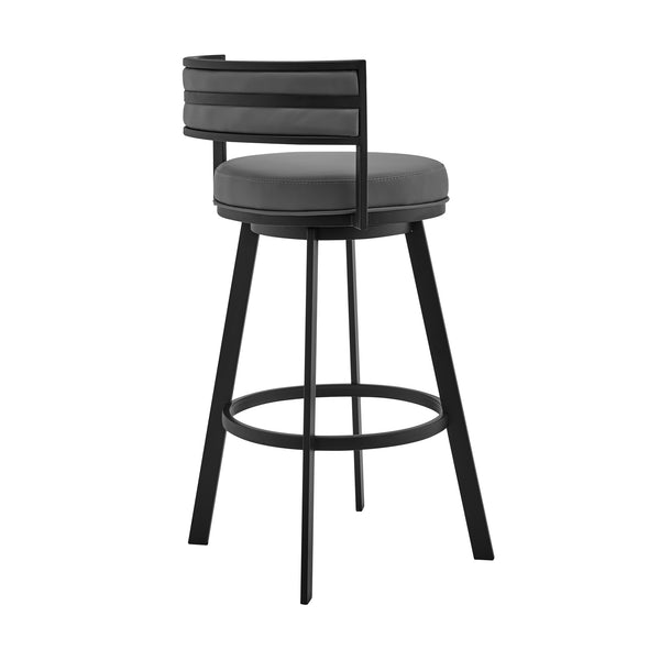 English Elm Bellora Gray Faux Leather 30" Swivel Bar Stool with Thick Foam Seat, Metal Frame & Footrest B2736P354387