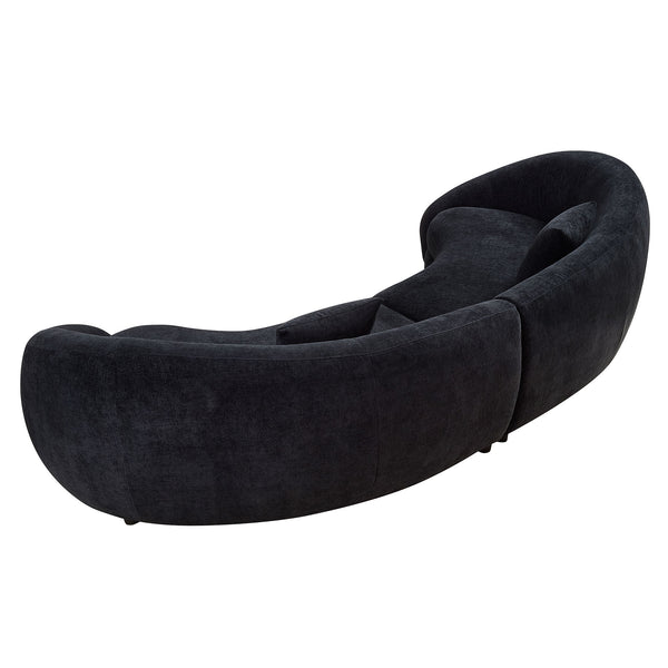 English Elm 125.98" Modern Curved Sofa with Oversized Love Heart Back, Plush Deep Seats for Cozy Entertaining Black W876S00304