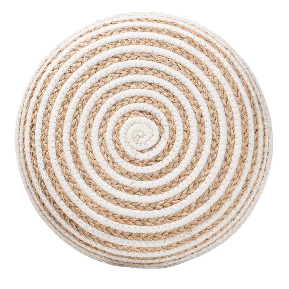 English Elm Modern Seagrass Woven Footstool Handcrafted Water Hyacinth Boho Living Room Accent B2750P420395