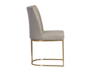 Sunpan Rayla Dining Chair Set - Elegant Cantilever Design with Antique Brass Frame for Modern Homes Belfast Oyster Shell