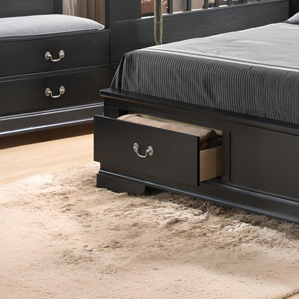 English Elm Elegant Black Full Storage Bed - Timeless Design, Ample Under-Bed Storage & Customizable Assembly Options B078S00348