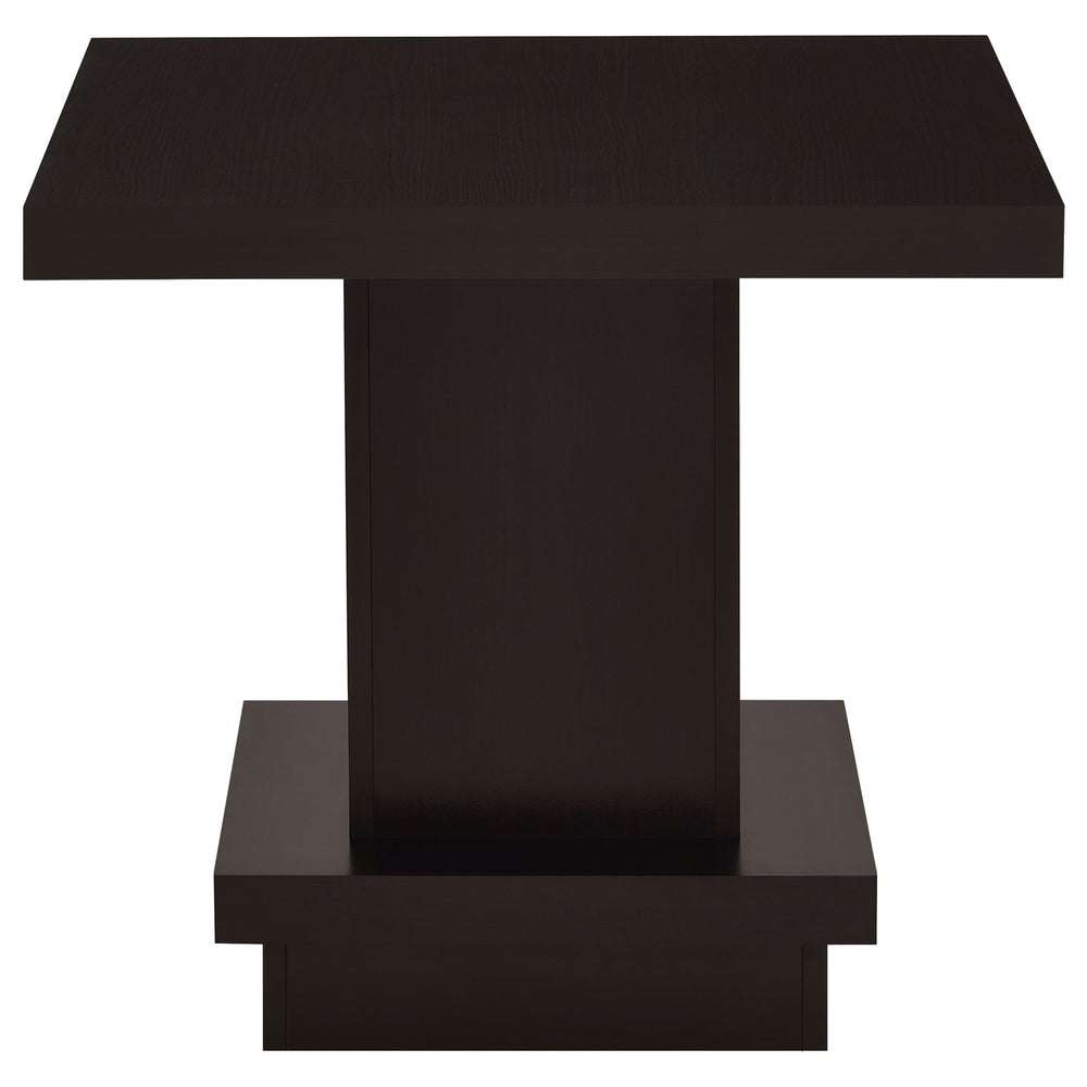 English Elm Mbala Cappuccino Square Pedestal End Table with Sturdy MDF Build, Elegant Finish, Stable Display Surface B062P328630