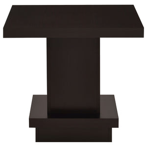 English Elm Mbala Cappuccino Square Pedestal End Table with Sturdy MDF Build, Elegant Finish, Stable Display Surface B062P328630