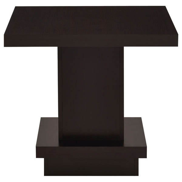 English Elm Mbala Cappuccino Square Pedestal End Table with Sturdy MDF Build, Elegant Finish, Stable Display Surface B062P328630