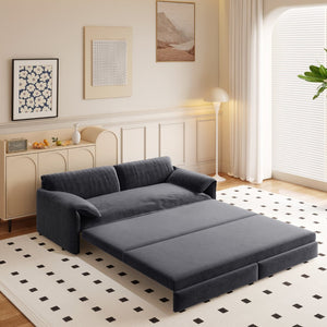 English Elm 66" Queen Sleeper Loveseat Velvet Convertible Sofa with Built-in Side Storage for Living Room Grey W1885S00324
