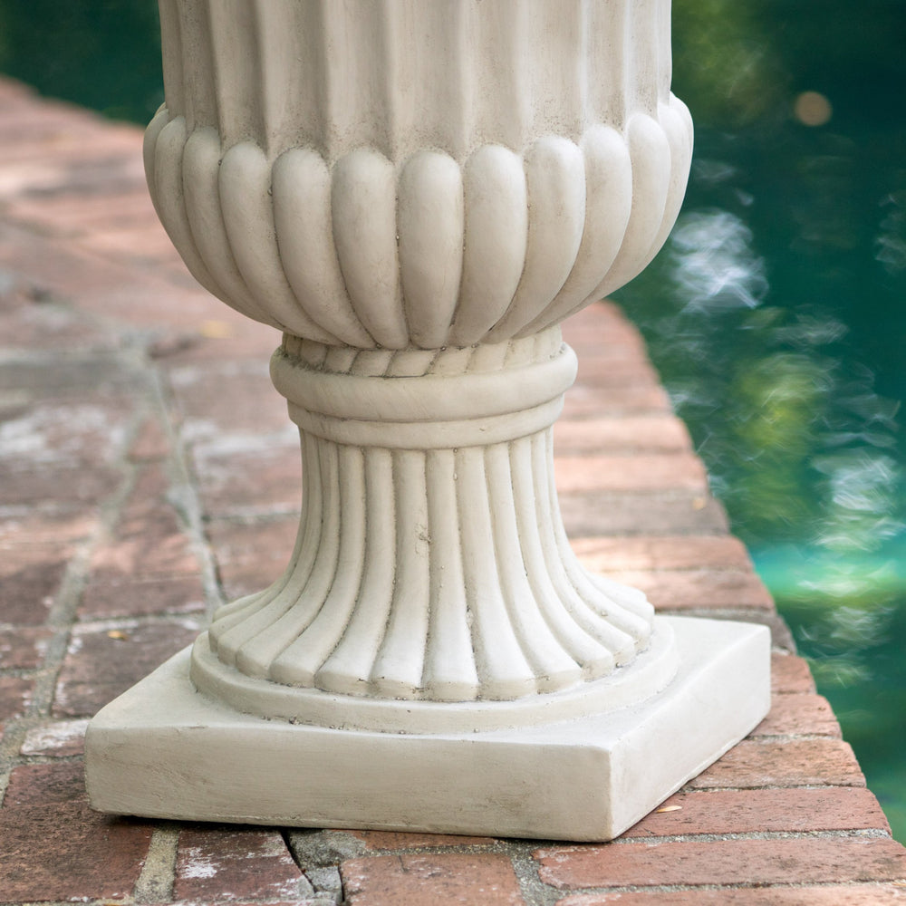 English Elm Christopher Knight Home® - ITALIAN Urn Planter 26" Magnesium Oxide Classic Handmade Indoor Outdoor Decorative Patio Accent Antique White 52164.00AWHI