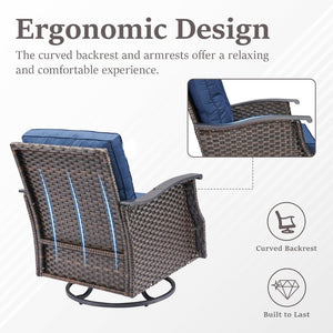 English Elm Outdoor Wicker Swivel Glider Chair Set Pe Woven Steel Frame Patio Seating Pair T3773P419699