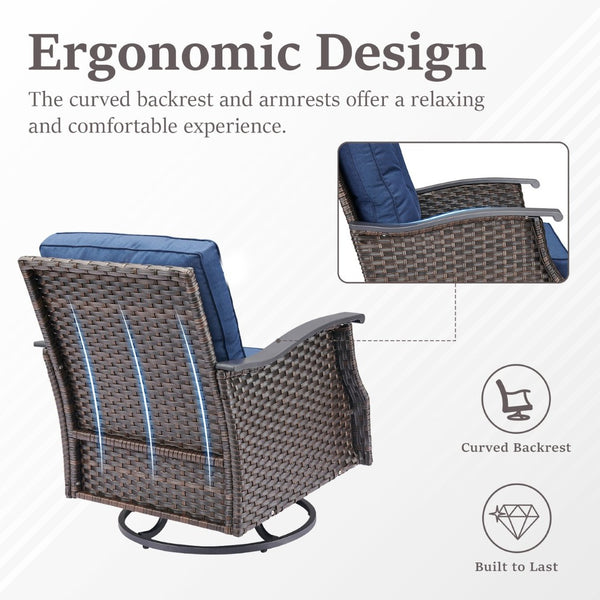 English Elm Outdoor Wicker Swivel Glider Chair Set Pe Woven Steel Frame Patio Seating Pair T3773P419699