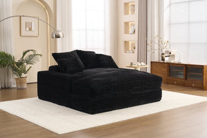English Elm 028dr-oversized Corduroy Chaise Lounge Sleeper Chair Xxl Seat for Studio Living Black W527S00007