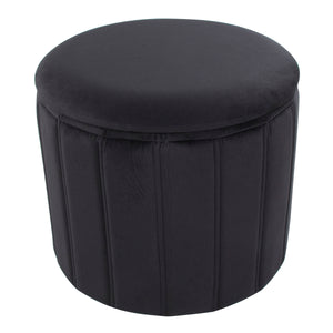English Elm Lindsey Foldable Velvet Storage Ottoman — Glam Black Removable Lid, Multi-Use Seat & Space Saver B202P223728