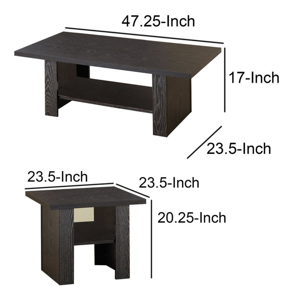 English Elm Bewildering Matte Black Wood 3 Piece Nesting Side Table Set with Open Shelves B056P216344