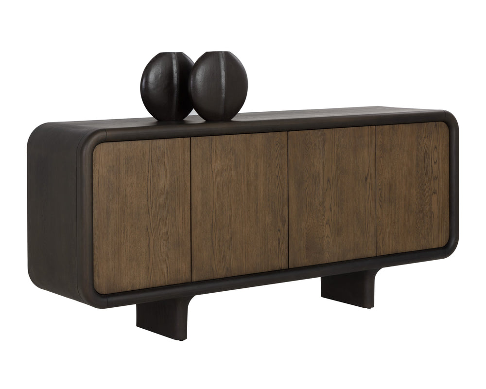 Sunpan Pascoe Sideboard - Elegant Oak Wood Design With Rounded Silhouette & Ample Storage For Your Home Brown Wood 112036