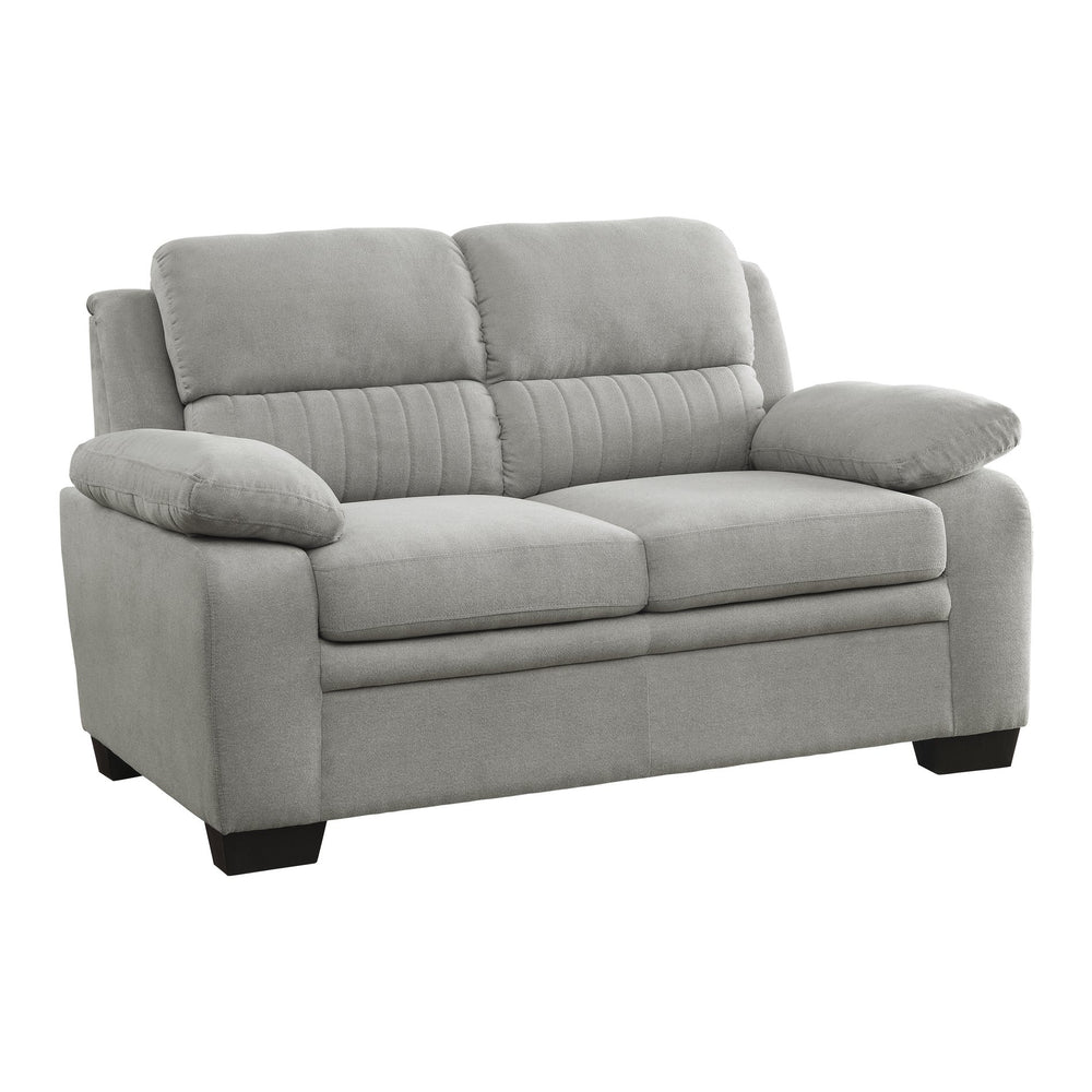 English Elm Plush Gray Textured Loveseat with Channel Tufting, Pillow-Top Arms & Solid Wood Frame, Modern Living Room B011P214024