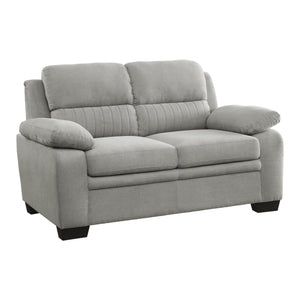 English Elm Plush Gray Textured Loveseat with Channel Tufting, Pillow-Top Arms & Solid Wood Frame, Modern Living Room B011P214024