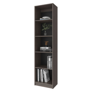 English Elm Stained Walnut Bookcase - Elegant Open Shelving Unit With 5 Tiers For Stylish Storage & Display B062P323168-GIGA