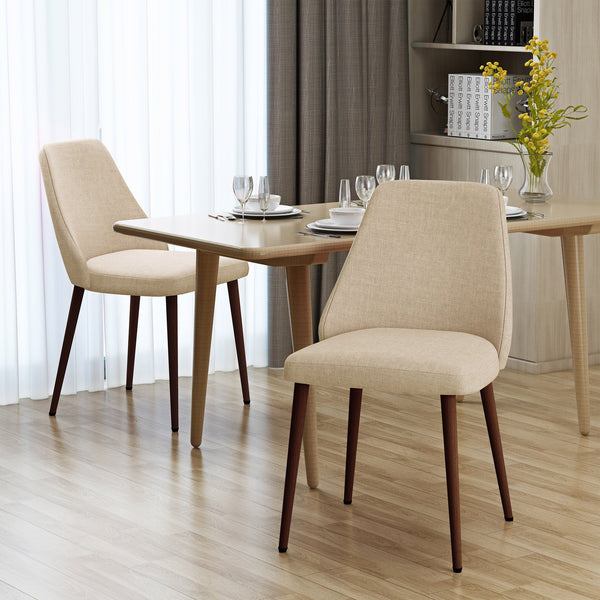 English Elm Christopher Knight Home® - DINING Elegant Modern Fabric Side Chair with Wood-Finish Iron Legs, Durable Craftsmanship for Home Dining Wheat 60912.00WET