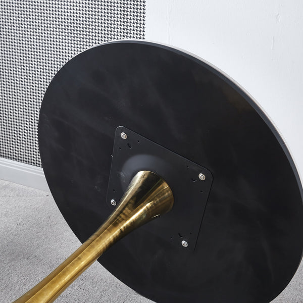 English Elm 31.5"GOLDEN Tulip Dining Table Mid-Century Pedestal Round MDF Top Metal Legs Stylish 2-4p W234P156697