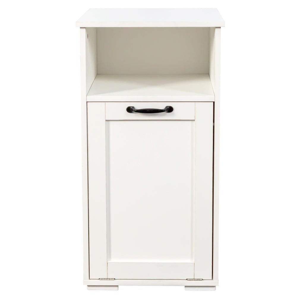 English Elm Laundry Cabinet with Removable Liner Bag, Space-Saving Divided Organizer for Dorms, Apartments, Tidy Storage W331P365071