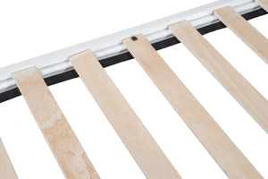 English Elm Contemporary Full-Size Metal Bed Frame with Minimalist Design, Lightweight, Foundation-Free Ease White 15 L x 83 W x 7 H B2741P364409
