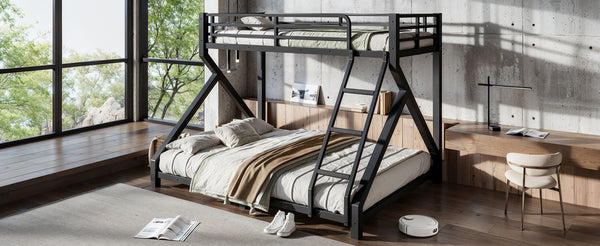 English Elm Twin Xl Over Queen Metal Bunk Bed Low Profile Steel Frame for Guest Rooms W5305S00032