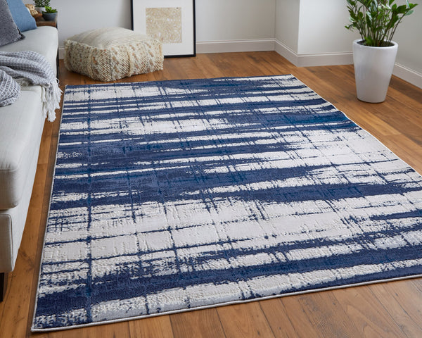 Feizy Rugs Indio Modern Abstract Rug – Durable, Low Pile Design In Earthy Tones For Stylish Home Décor Ivory,Blue,Gray Polyester,Polypropylene Ind39gzfbluivyf00