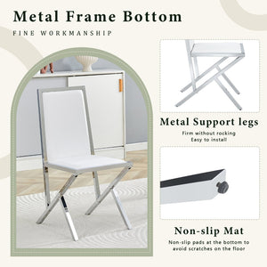English Elm 2-pack Black Pu Leather Dining Chairs with Angled Silver Metal Legs Modern Set W1151P301840