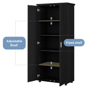 English Elm Storage Compact Two-Door Cabinet with Adjustable Shelf, Anti-Tip Safety, MDF Durability for Home Organizing Black WF323346AAB