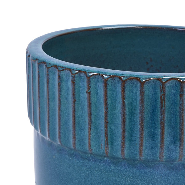 English Elm 3 Pieces Ceramic Flowerpot Set – Handcrafted Antique Blue Planters For Garden, Patio & Home Décor W3273P321474